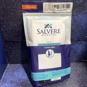 White Knee-High Compression Socks, Unisex 15-20 mmHg MED - Salvere Cushion Wear - Picture 1 of 5