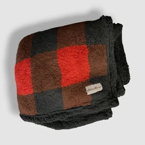 Eddie Bauer Red Faux Shearling Reversible Throw Blanket - Picture 1 of 3