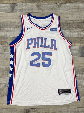 Philadelphia 76ers Jersey Mens 50 White Nike #25 Simmons Athletic Pullover Top Cover