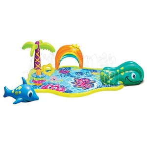 Kids Favorite Jr. Splash Outdoor Water Park Pad w/ Slide, Dolphin & Ring Toss - Picture 1 of 7