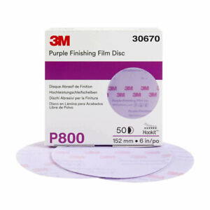 3M 30670 Purple Finishing Film Hookit Disc,  6 in, P800, 50 discs/box