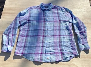 Vineyard Vines Shirt Linen Classic Fit Murray Button Down Men's Pink Blue Sz. XL - Picture 1 of 6