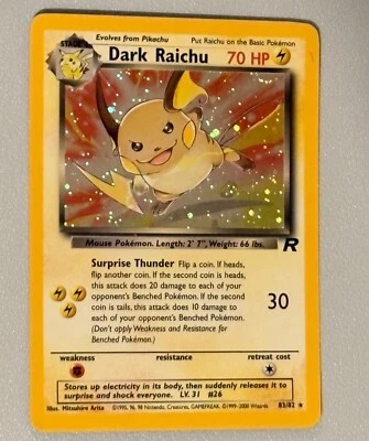 Dark Raichu 83/82 Team Rocket Holo Foil Secret Rare Y2k 2000 Vintage Pokémon TCG - Image 1 of 4
