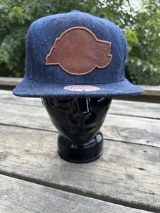 Mitchell & Ness Los Angeles Lakers NBA DENIM LEATHER PATCH Snapback Hat CAP - Picture 1 of 7