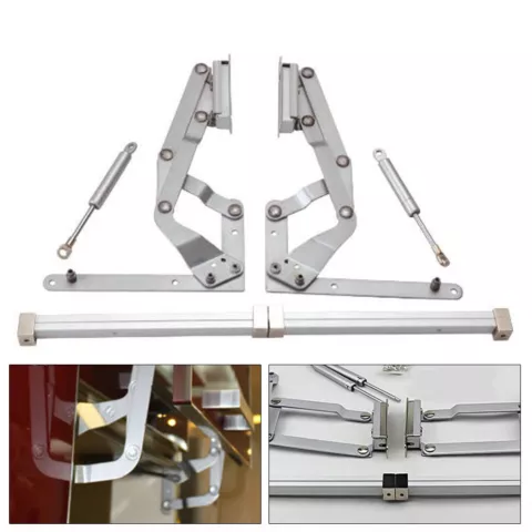 1 set Hinges Cabinet Door Lift Up Stay Flap Top Support Tool Zinc Alloy +Iron US Cover