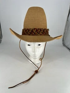 Vintage Cowboy Cowgirl Hat Cowhide Strap Decorative High Top Country Western - Picture 1 of 4