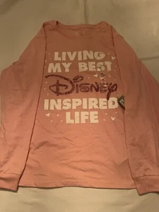 NWT Disney Parks T-Shirt Women's Size 2XL Pink Long Sleeve Living My Best Life - Picture 1 of 8