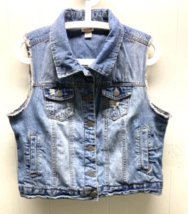 Teens Mossimo Blue Jean Distressed Vest - Size XXL - Picture 1 of 10