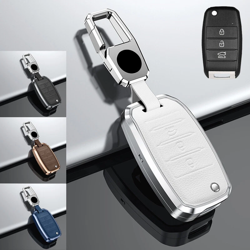 Alloy Leather Car Key Fob Case Cover For Kia Rio Sportage Sorento Niro K3 Soul Foto 1 de 4