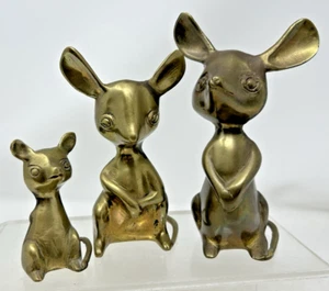 Vintage Set Lot 3 BRASS BIG EARED Family of Mice MOUSE FIGURINES - Picture 1 of 5