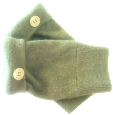 FINGERLESS GLOVES GREEN 100% MERINO WOOL S - M SMALL - MEDIUM MITTENS WINTER - Image 1 of 2