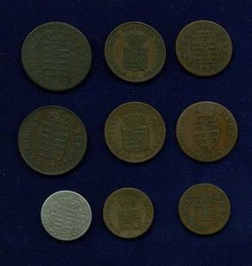 GERMANY SAXONY 1834 3 KREUZER, 1831 & 1832 1 KREUZER, 1812 & 1831 1/2 KREUZER,, - Picture 1 of 2