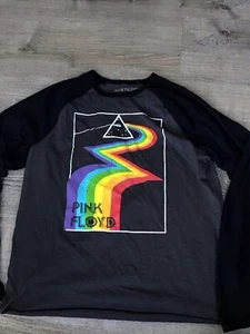 Pink Floyd Mens Size L Large Black Gray Rainbow Road Long Sleeve Music T-Shirt - Picture 1 of 7