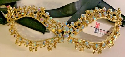NWT Christina Collection Gold Iridescent Rhinestone Cat Eye Masquerade Mask - Image 1 of 2