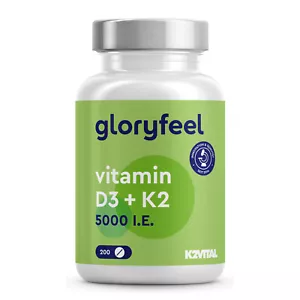 Vitamin D3 + K2 Hochdosiert - 5.000 IE D3 + K2VITAL® von Kappa - 200 Tabletten - Bild 1 von 2