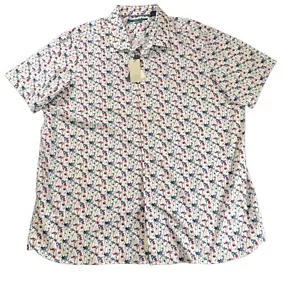 NWT Men’s Floral Short Sleeve Button Down Shirt Size 3XLT Cottagecore Boho Chic - Picture 1 of 7
