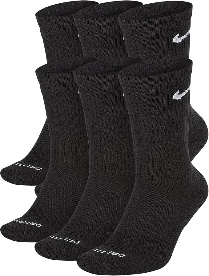Nike Everyday Plus Cushion Crew Socks for Men, Black - 6 Pack