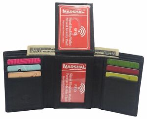 Genuine Leather Trifold Wallets For Men - Mens Wallet With 2 Flip-Up ID Windows 