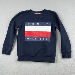 Tommy Hilfiger Sweater Boys Medium Blue Flag Pullover Crewneck Casual Sweater - Picture 1 of 8