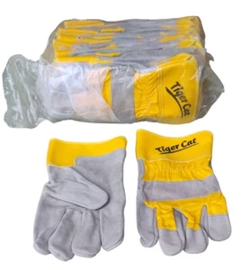 12 Brand NEW Tiger Cat /Leather Work/Construction Gloves Heavy-Duty Size L Large - Picture 1 of 3