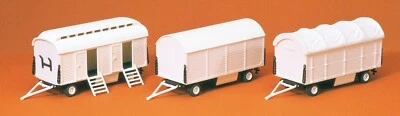 Preiser 20008 Pack- und Toilettenwagen ohne Beschriftung 3 Stück Bausatz H0 1:87 - Bild 1 von 2