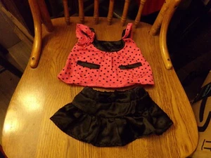 FOR doll or BEAR girls pink black top/skirt set outfit build a bear - Picture 1 of 3