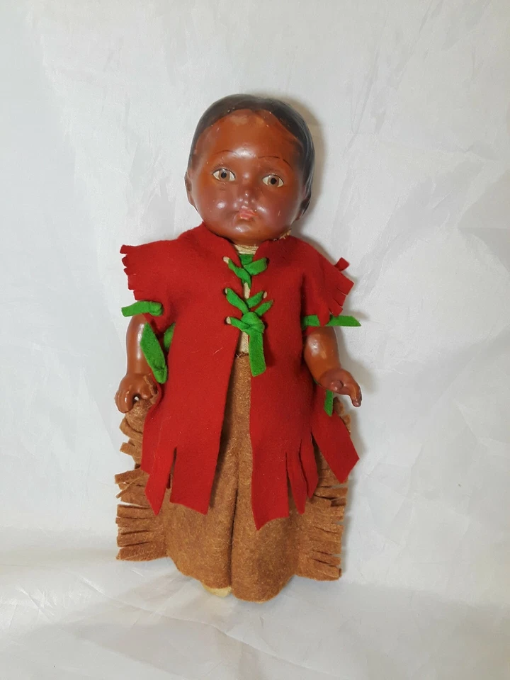 Boneca étnica antiga composição Averill 12" de altura por volta de 1920 - Imagem 1 de 4