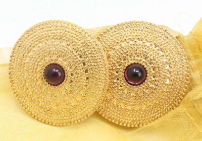 Pendientes de clip de amatista simulada y botón dorado de Francesca Visconti nuevos en caja Foto 1 de 4