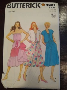 Vestido sin tirantes y chaqueta Butterick 4281 patrón talla 14 sin cortar - Imagen 1 de 2