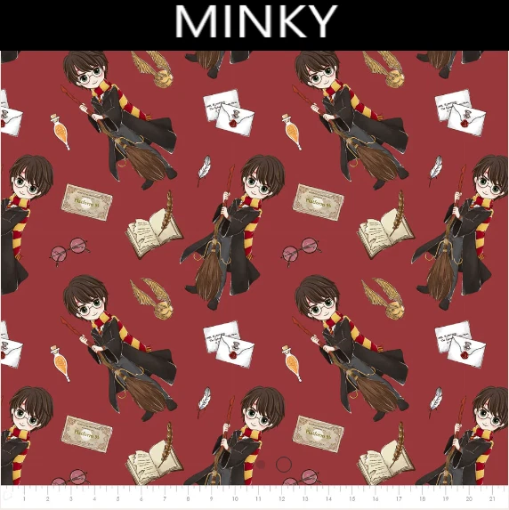 Warner Bros. Harry Potter Harry Burgundy Minky Chamois 58" Fabric by the Yard - Image 1 of 1