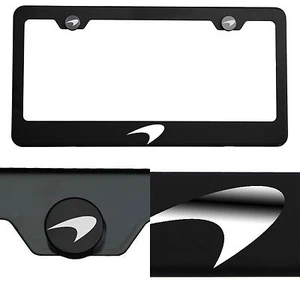 Laser Engraved Mclaren Logo Mirror Matte Black License Frame Stainless Steel - Picture 1 of 11
