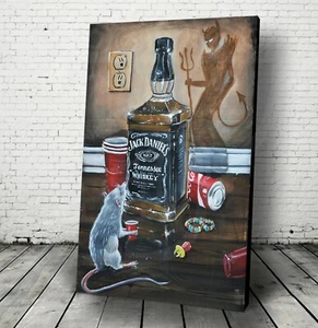 "Devils Choice" Rat Wall Canvas adult art Fun Jack D coke cola shadow cup - Picture 1 of 7