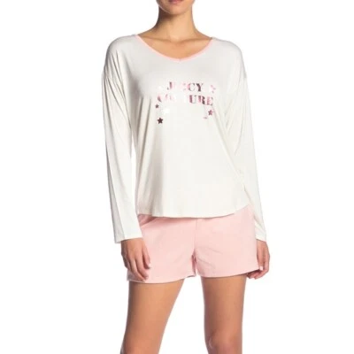 NWT Juicy Couture Pajama Top & Shorts Set-Comfort, Snow White, M, MSRP $68 - Image 1 of 4