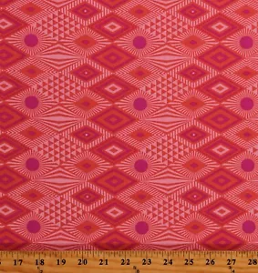 Cotton Tula Pink Geometric Shapes Triangles Pink Fabric Print by Yard D602.85 - Picture 1 of 1