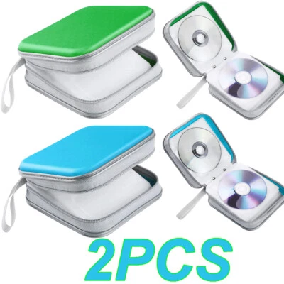 Azul/verde 2 peças disco CD estojo organizador DVD VCD armazenamento portátil bolsa álbum - Imagem 1 de 4