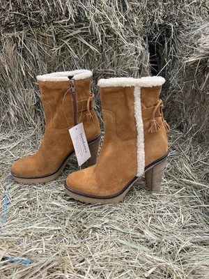 Botas de salto Sundance camurça pele de carneiro festival estilo hippie tamanho 37 - Imagem 1 de 4