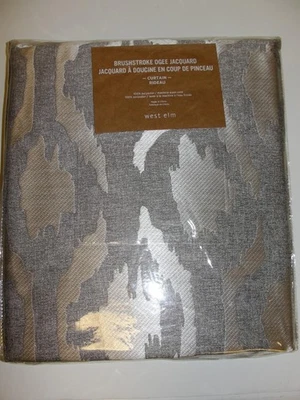 West Elm Brushstroke Ogee Jacquard Rideau Curtain 48" x 84" - New - Image 1 of 4