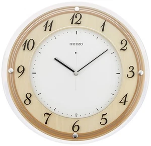 Seiko Clock Wall Clock Natural Radio Analog Wood Frame Natural Color Wood KX321A - Picture 1 of 3