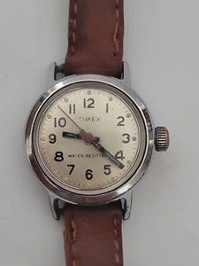 Vintage Timex Ladies Mechanical Wind Up Watch Kreisler Brown Leather Band WORKS - Picture 1 of 13