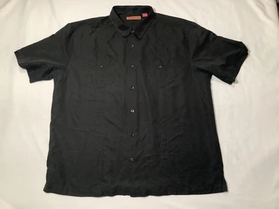 Camisa Havanera Co Para Hombres 2XL Negra Sólida Manga Corta Botón Frontal Campamento Informal Foto 1 de 4