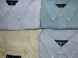 Ralph Lauren 16.5 Men Dress Button Down Shirts (34/35) Blue Yellow Purple- 4Pcs - Picture 1 of 10