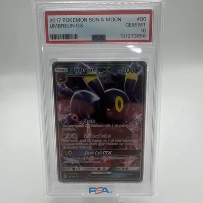 PSA 10 Umbreon GX Ultra Rare Full Art Pokemon Sun And Moon Base Set 80/149 - Image 1 of 3
