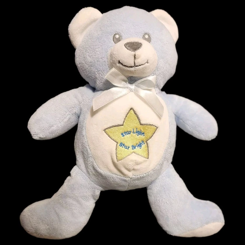 Non-Working Kids II Plush Blue Bear Star Light Bright 2001 Baby Lovey Teddy Bow - Image 1 of 4