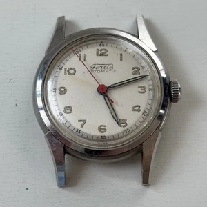 Reloj Militar Parachoques Automático Fortis Vintage Roto 34mm Militar - Para Piezas - Imagen 1 de 7