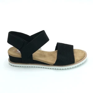 Bobs Skechers Shoes Womens Sandals Desert Kiss Wedge Memory Foam Black 10 New - Picture 1 of 11
