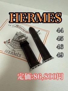 Apple D Buckle Band Ebenne Hermes Leather Used 45mm - Zdjęcie 1 z 24