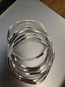 6 pulseras brazalete onduladas Milor Italia 925 circonita esterlina 2 mm de grosor 2,5" de ancho 60 g - Imagen 1 de 7
