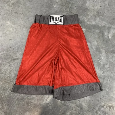 Shorts de boxe vintage Everlast médio vermelho cetim brilhante sedoso anos 90 Y2K academia masculino - Imagem 1 de 4