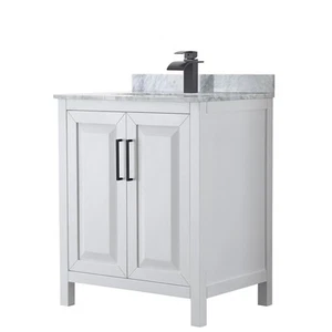 Wyndham Collection WCV252530SUNSMXX Daria 30" - White / White Carrara Marble Top - Picture 1 of 12