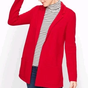 Talbots roter offener Strickpullover Blazer Größe Petite Small Taschen Urlaub Karriere - Bild 1 von 7